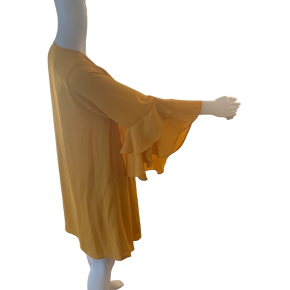 Gianni Bini Mustard Yellow Flounced Sleeve Short Dress Size Large - Picture 11 of 12